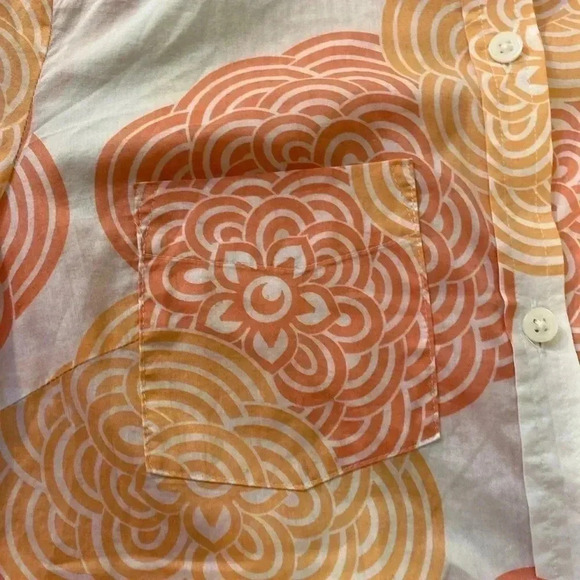 Express Design Studio Orange Floral 100%‎ Cotton Button Down Size S - Picture 4 of 8